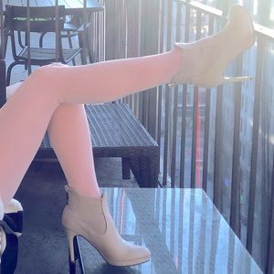 Cream PADDED Platform Stilettos Ankle Boots